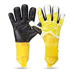 Nivia Aura Goalkeeper Gloves for Men & Women, 4mm Dura Latex Palm with Dura Dots, Embossed Silicon Backhand, Removable Elastic Strap, Knitted Wrist Lock, Professional Match Gloves (Yellow/White, L)