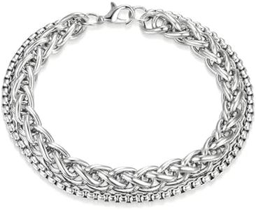 Men's Titanium Steel Bracelet Plated Cuban Link Chain Jewelry for Men（20cm）