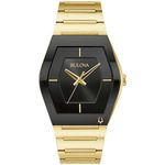 Bulova Men's Gold-Tone Gemini Black Dial Watch (97A164)