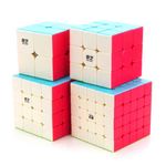 CuberSpeed Speedcubing Bundle Qiyi Qidi S 2X2 & Qiyi Warrior W 3x3 & Qiyi Qiyuan S 4X4 & 5X5 Stickerless Bright Magic Cube Stickerless Speed Cube Set