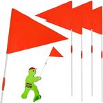 4 Pack Safety Flags with Pole Replacement for Step2 Step Kid Alert Slow Down Signs for Neighborhoods Safety Flag Warning Signs - Warning Flag Replacement Flags for Kids at Play Signage for Street