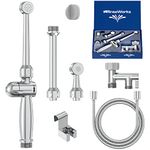 Aquaus RinseWorks - 360 Premium Hand-Held Bidet - Now w/Brass Sprayer - NSF Certified - 2 Back Flows - 3 Year Warranty - Dual Pressure Controls - Ceramic Disk Seals - 3 Spray Heads & 5'' Extension