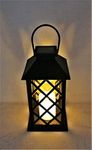 Solarize ® Large Table Hanging Garden Solar Warm White LED Flickering Candle Lantern Light Patio Landscape, Waterproof IP44 Black, Antique Bronze, Rustic White (Black)