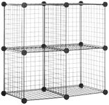 Amazon Basics 4 Cube Wire Storage Shelves, Black, 37 cm D x 77 cm W x 77 cm H