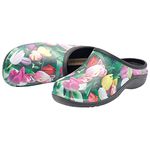 backdoorshoes Womens Practical Slip On Garden Shoes, Lightweight Comfortable Ladies Outdoor Clogs, Multi Purpose, Tulips, UK 6 / EU 39