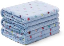 KolorFish Pack of 3 Blankets Super Soft Cute Dot Pattern Pet Blanket Flannel Throw for Dog Puppy Cat | Small (60x40cm) Blue