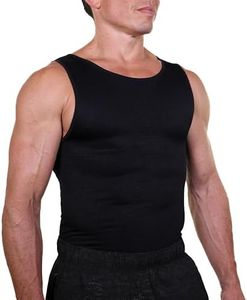 Esteem Apparel EliteSlim Men's Compression Shirt to Hide Gynecomastia Moobs Abs Chest Stomach Slimming Shapewear, Black, Medium