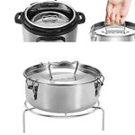 Bestine Flan Mold with Lid, Stainless Steel Flan Maker Come with Rack and and Lid, Flanera Flan Maker Easy Lift Handle for 6 Quart Pot Steamer