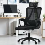 Oikiture Home Ergonomic Office Chair with Footrest Mesh Computer Desk ChairHeight Adjustable Lumbar Support Reclining Black