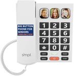 SMPL Big Button Phone for Seniors, Corded Landline & VOIP Phone for Elderly, Handicap, Amplify Permanently for Hearing Loss, Alzheimer’s, Dementia - Ideal Phone for Seniors (Model 56021)