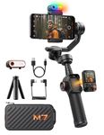 Hohem iSteady M7 Smartphone Gimbal Stabilizer, AI Tracking Sensor with Fill Light, 1.4" Detachable Touchscreen Remote Control, Built-in Extension Rod, 3-axis Phone Gimbal for iPhone Android