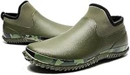 TENGTA Unisex Waterproof Garden Shoes Womens Rain Boots Mens Car Wash Footwear Army Green 14