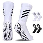 JUYANO 2 Pairs Kids Grip Socks Football Socks Boys Girls, Breathable Grip Socks Junior Anti-slip Athletic Sock for Kids AntiSkid Rubber Pads Sports Sock for Basketball Rugby Tennis Ages 6~12