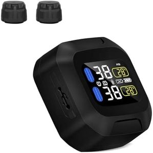 OBEST TPMS Sistema de Monitoreo de Presión de Neumáticos de Motocicleta, Probador Inalámbrico de Temperatura de Neumáticos, Alarma de Fuga de Aire,Carga USB