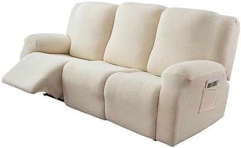 Genina Recliner Cover Stretch Couch Covers, Sofa slipcover for Reclining Couch Thick Jacquard Furniture Protector Washable (Beige, 3 Seat)