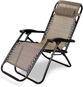 ginoya brothers Stainless Steel - Recliner Sleeping Chair With Adjustable&Foldable Legs For Beach, Home Lounging, Camping Outdoor Activity (Brown Texture)