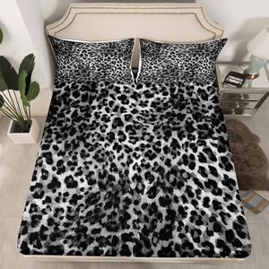 Feelyou Kids Black Leopard Print Bedding Set Twin Size, Safari Fitted Sheet Cheetah Bedding Set Boys Girls Teens Bedroom Decor Bed Set 2Pcs (No TOP Sheet)
