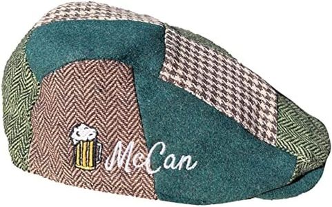 Personalized Newsboy Hats for Men - Add Name/Initials - Classic Irish Flat Caps with St. Patrick's Designs, Green Patchwork, OSFA