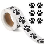 500pcs Dog Paw Stickers Roll, 1 Inch Self-Adhesive Puppy Print Paw Decals Animal Cat Paw Stickers for Books Laptops Bottles Envelope DIY Crafts Supplies (Black)