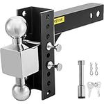 VEVOR Adjustable Trailer Hitch, 6" Rise & Drop Hitch Ball Mount 2.5" Receiver Solid Tube 22,000 LBS Rating, 2 and 2-5/16 Inch Stainless Steel Balls w/Key Lock, for Automotive Trucks Trailers Towing