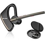 Bluetooth Headset V5.2 New Bee Bluetooth Earpiece CVC8.0 Dual Mic Noise Cancelling Wireless Handsfree 24Hrs Talktime Driving Headset with Mic Mute for iPhone Android Smartphone Business Office