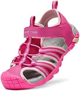 DREAM PAIRS Boys Girls Outdoor Summer Sport Athletic Sandals for Little/Big Kid 170813-K Size 12 Little Kid Fuchsia/Shell/Pink