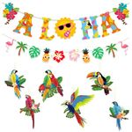 8Pcs Tropical Birds Honeycomb Decorations, Hawaii Summer Beach Banner Hawaiian Party Hanging Decorations Hanging Parrot Paper Cutouts for Luau Hawaii Celebration Birthday Party Supplies