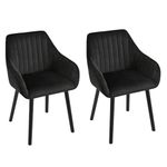 Goeurvant Dining Chairs Set of 2, Modern Kitchen Chairs with Backrest & Wooden Legs, Upholstered Armchairs for Living Room, Dining Room, Study, Velvet Fabric, Black