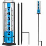 Rain Gauge Outdoor,Accurate Rain Gauges Outdoors Best Rated,Upgraded Freeze Proof Rain Measure Gauge for Yard Fence,Rain Meter with Stake,Large Font Water Gauge for Rain,Adjustable Height,Easy to Read