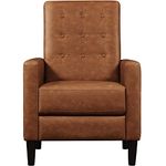 Yaheetech PU Leather Reclining Chair Single Armchair Adjustable Upholstered Sofa with Soft Padded Seat Living Room Bedroom Theater Recliner Brown