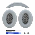 Laselan Headband and Earpads Compatible with Bose QuietComfort QC35 QC45 Headphones Waterproof and Sweat-Resistant (Light Gray)