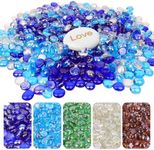 Lechloris 20Ib Fire Glass Beads for Fire Pit ，Propane or Gas Fireplaces - 0.6"- 0.7" Firepit Glass Rocks - Decorative Flat Glass Marbles for Vases, Aquarium, Home Decor (Blue Mixed)