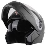 Steelbird SBA-7 7Wings ISI Certified Flip-Up Helmet for Men and Women with Inner Smoke Sun Shield (X-Large 620 MM, Dashing Black)