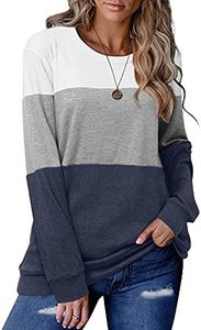 onlypuff Ladies Tops Long Sleeve T Shirts Cute Tunic Tops Casual Loose Fit Tee Shirts White Blue