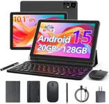 Android 15 Tablet 10 Inch, 20GB RAM+128GB ROM/2TB Expandable, 2 in 1 Tablets with Keyboard Case Mouse Stylus, 2.0GHz Quad-core Processor, 1280*800 IPS HD Screen, 5G WiFi 6 BT 5.0, 8MP Camera Tablet PC
