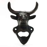 Sungmor Wall Mounted Bottle Opener, Cast Iron Cool Bull Head Bottle Opener, Beer Coke Beverage Bottle Cap Opener, Vintage Rustic Style Wall Hanging Opener, Bar Farmhouse Wall Ornament, Practical Gift