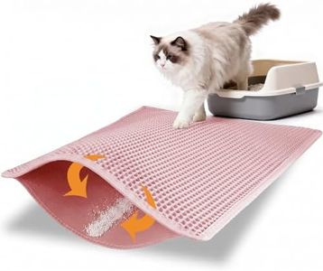 Pieviev Litter Box Mat, Double-Layer Urineproof Design, 30" x 24" Pink | Honeycomb Litter Trapping Mat Captures Scattered Particles to Stop Tracking, Waterproof Base Protects Floors, Easy to Clean