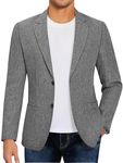 COOFANDY Men's Two Button Blazer Casual Lapel Jacket Linen Slim Fit Sportcoat Gray