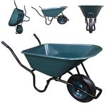 110 Litre 150kg Capacity Heavy Duty Outdoor Garden Trolley WheelBarrows with Pneumatic Tyre, Plastic Garden Cart Wheelbarrow in Green