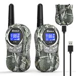 QNIGLO Camping Walkie Talkies for Kids Rechargeable, Camo Kids Walkie Talkies for Boys Girls fit Outdoor Adventure Game Spy Gear Hiking, Army Police Toys for 3 4 5 6-12 Year Old