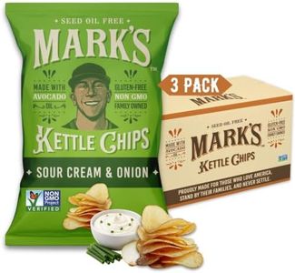 MARK’S Kettle Cooked Avocado Oil Potato Chips, Sour Cream & Onion – Gluten Free & Seed Oil Free | 5 oz (Pack of 3) | Non-GMO, Clean & Healthy Snacking