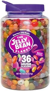 The Jelly Bean Planet 36 Huge Flavors 42.5 oz Jar - Jelly Beans - Chewy Fruit Flavored Candy - Gluten free Snacks - Candy Bulk - Party Gift