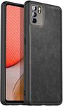 Kapa Tux Back Case for Oppo Reno 6 (5G), Slim Leather Case with Soft Edge Shockproof Back Cover (Black)