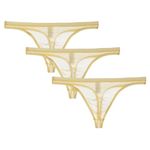 Cotton Whisper Men's Thong Underwear See Through Briefs Sexy T-Back Bikini Ultra Thin Underpants 3Beige XL