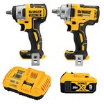 Dewalt 20V MAX* XR Impact Wrench, Cordless Kit, 1/2-Inch Mid-Range and 3/8-Inch Compact, 2-Tool (DCK205P1)