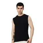 HEELIUM Bamboo Gym Regular Fit Vests For Men, Odour Free, Super Soft, 2XL, Pack Of 1, Black