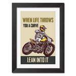 TenorArts Motorcycle Riding Poster Racer Quotes Bikers Bullet Rider Painting Laminated Poster Framed Painting with Matt Finish Frames (9inches x 12inches)