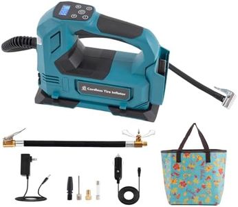 Tire Inflator Portable Air Compressor, 150 PSI with Extension Hose, Exhaust & Quick Air Chuck for Car Motorcycle Bike & Ball(Require Battery Not Include)