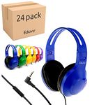 Eduvy Bulk Headphones for Classroom with Microphone, Heavy-Duty School Pack Wired Headphones for Students. Teacher Must Haves Supplies from Elementary to College (24 Pack Mixed Color)