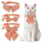 DILLYBUD Cat Collar with Bells & Cute Pumpkin Pendant- Fall Cat Collar Breakaway with Removable Shirt Collar for Girl Boy Cats, 3 Pack Orange Kitten Collar Safety Adjustable, Ideal for Female Male Pet